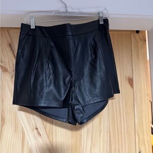 Black leather type look shorts